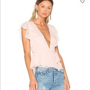 NWT Lovers + Friends butterfly wrap top blush